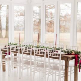 Holiday themed wedding reception table