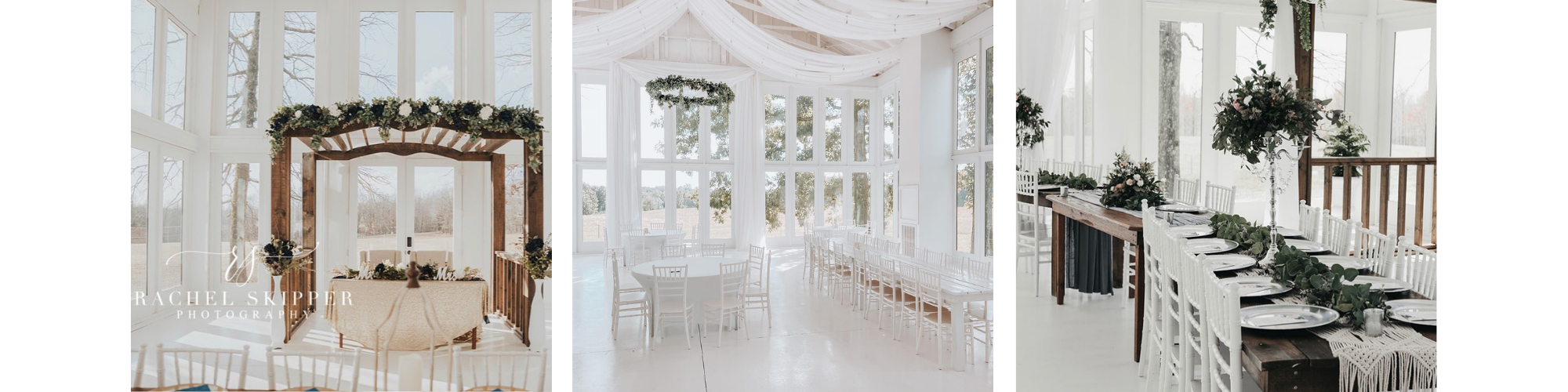 collage of interior of the glass house venue